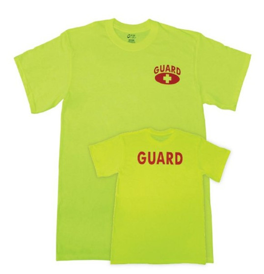 GUARD T-Shirt, Safety Green, 100% Cotton, Printed Front & Back, Size Large