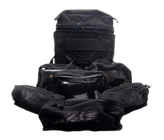 Assault Medic Pack- Black Pouch Only- contains 3 Clear
Pockets and 3 Zipper Mesh Pockets