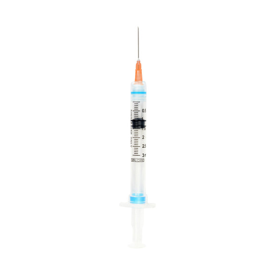 Syringe Hypodermic with Needle Retractable Safety 3cc 25G x 1in, BX/100EA