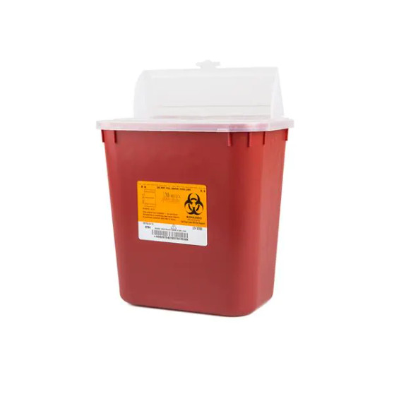 Container Sharps 8qt Large Polypropylene 10x9-1/2x7" Stackable Non-Sterile Red/Black 6530013306745  NSN