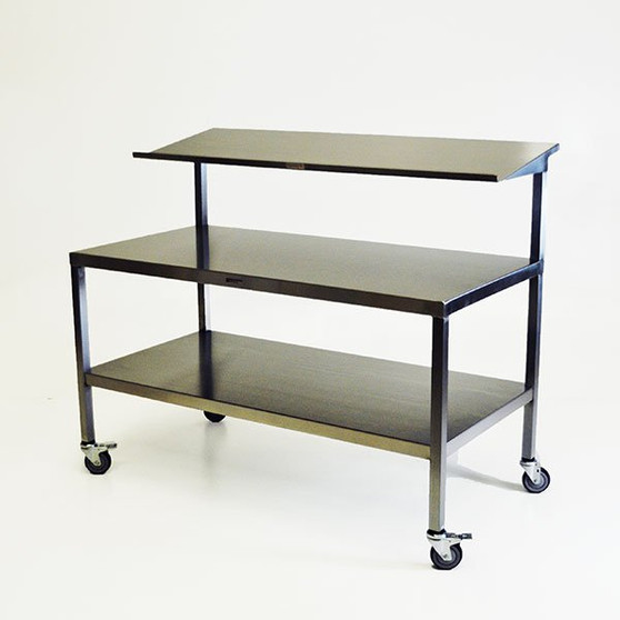 30"D x 48"W x 34"H Stainless Steel Table with solid upper shelf