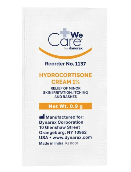 CREAM, Hydrocortisone, 1% individual packets (144 PK/BX), EA