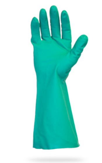 Glove, 22 Mil, 18in Green Unlined Nitrile, One Pair Per Bag, 3DZ/CS, XL