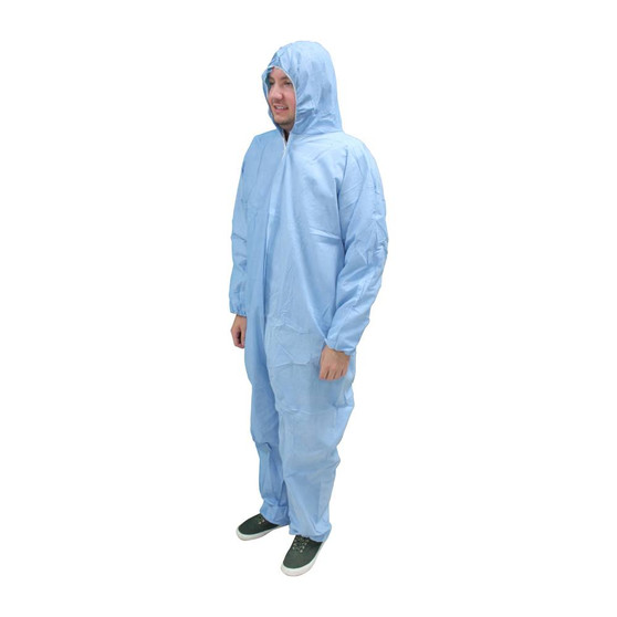 PyroMax Fire Resistant Coverall,  Hood, Elastic Wrists/Ankles, Blue, M, 25/CS