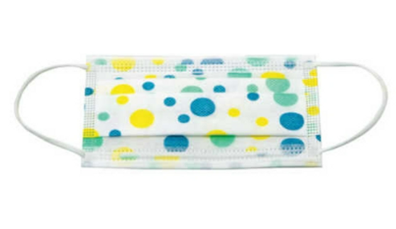 Procedure Mask Pleated Earloops Child Size Kid Design (Blue and Yellow Polka Dot) NonSterile ASTM Level 1 75/Bx