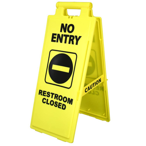 2x4 Wet Floor Sign, NO ENTRY RESTROOM CLOSED, English Yellow, 6 per Case
