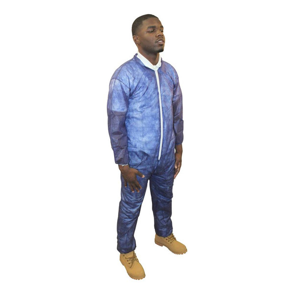 PolyLite Coverall, Zip Front, Elastic Wrists and Ankles, Navy Blue, 2X, 25/CS