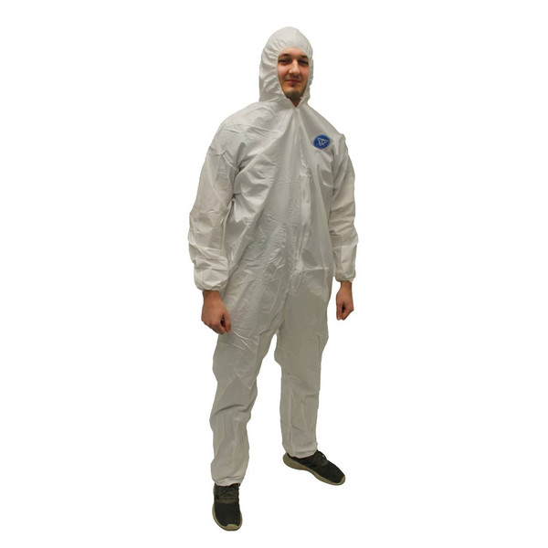 ProMax Coverall, Zip Front,  Hood, Elastic Wrists and Ankles, White, 5X,25/CS