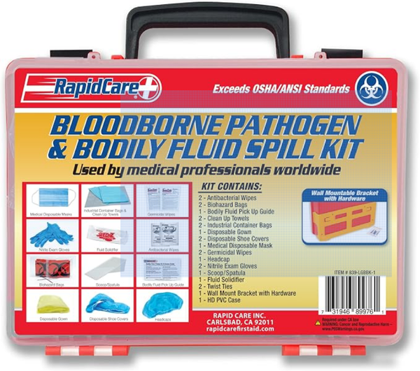 Premium Bloodborne Pathogen & Bodily Fluid Spill Clean Up Kit, OSHA Compliant