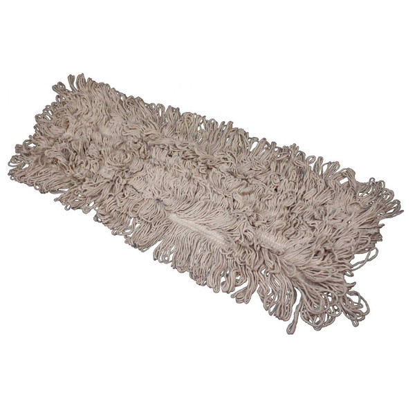 Traditional Cotton 4 Ply Looped-End Dust Mop with Polyester Backing 24 in. White, 12 per Case