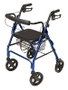 ROLLATOR ALUM CURV BR BLUE 8" WHL, PADDED SEAT, LUMEX