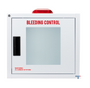Basic large bleeding control wall cabinet with window, alarm and strobe; measures 16"L x 18 5/8"H x 9 1/4"W. Weight: 10 lbs. Designed for use with Bleeding Control Tote (BC-Tote).