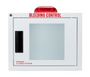 Basic compact bleeding control wall cabinet with window, alarm and strobe; measures 14 3/4L x 11 5/8"H x 6 3/4"W. Weight: 7.5 lbs.