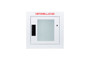 Semi Recessed small defibrillator wall cabinet with window, alarm, and strobe
