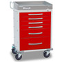 DETECTO Rescue Series ER Medical Cart, 6 Red Drawers