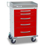 DETECTO Rescue Series ER Medical Cart, 5 Red Drawers