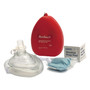 CPR Mask packaged with O2 Inlet, Headstrap, Gloves, and Wipes