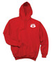 Hooded Pullover Sweatshirt, Red with GUARD Logo in White on Front & Back, Medium