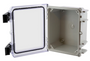 Hinged Lid Cabinet, Clear Front Gray color, 9.7" L x 8.2" W x
5.5" H, waterproof seal