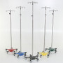 SS IV Pole W/4 Hook Top, No Lose Thumb Knob, 5-Leg 16"dia. 22 lb. Base W/3" Casters