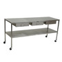SS Instrument Table with Shelf and Drawers under top 24" W x 72" L x 34" H, 3 drawers