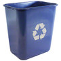 Plastic Soft-Sided Wastebasket 14 qt. Blue with Recylce Logo, 12 per Case