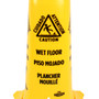 Wet Floor Cone, CAUTION WET FLOOR, Trilingual, English/Spanish/French 2 ft. Yellow, 3 per Case