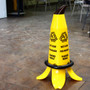 Wet Floor Cone, CAUTION WET FLOOR, Trilingual, English/Spanish/French 2 ft. Yellow, 3 per Case
