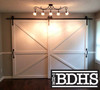 Double Door Single Track By-passing Sliding barn Door Hardware System -  shown with two British Brace Doors Distressed & Whitewashed Finish - all doors sold separately