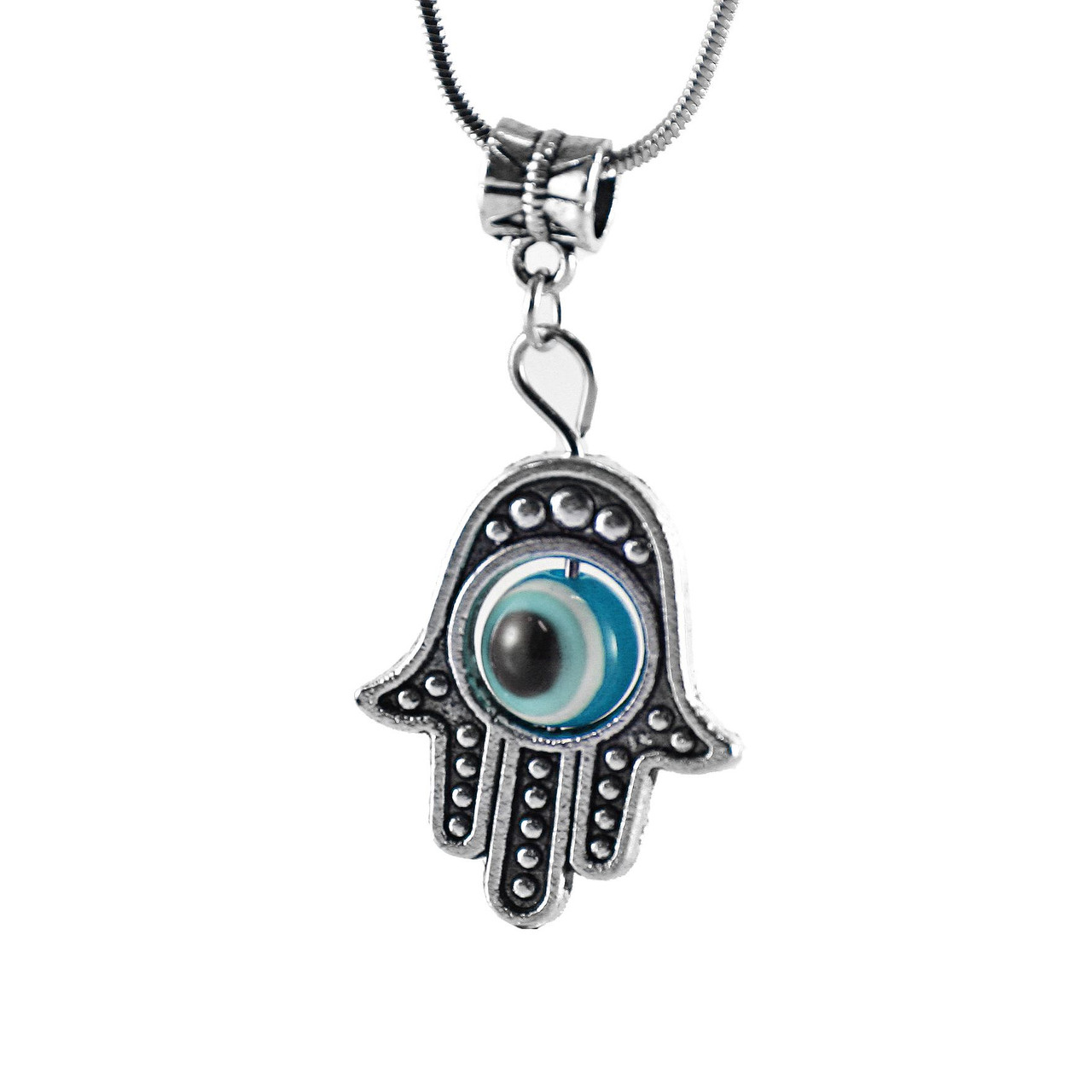 JUDITH RIPKA DIAMOND AND SAPPHIRE EVIL EYE HAMSA PENDANT