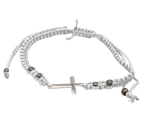 WHITE STRING cross PENDANT Bracelet Messianic Crucifix HOLY LACKY Charm