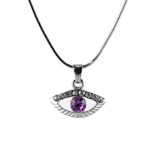 Purple Evil Eye Amulet Necklace good Charm success Protection Judaica Spiritual