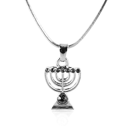 Black Jewish Yisrael Hanukkah MENORAH candelabrum Necklace Kabbalah Judaica