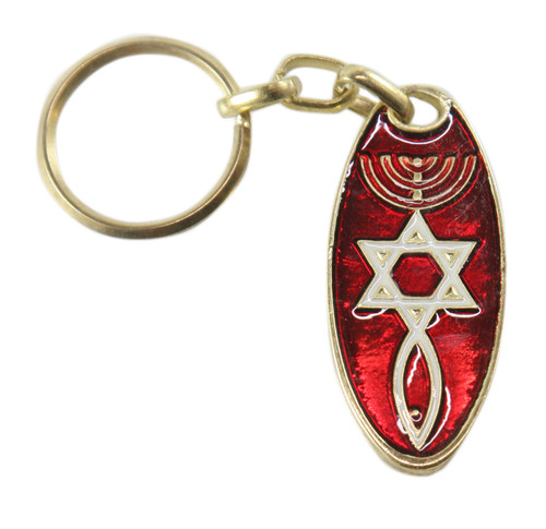Key Chain Star of David & Israel Menorah Judaism Red Amulet Pendant Charm gift