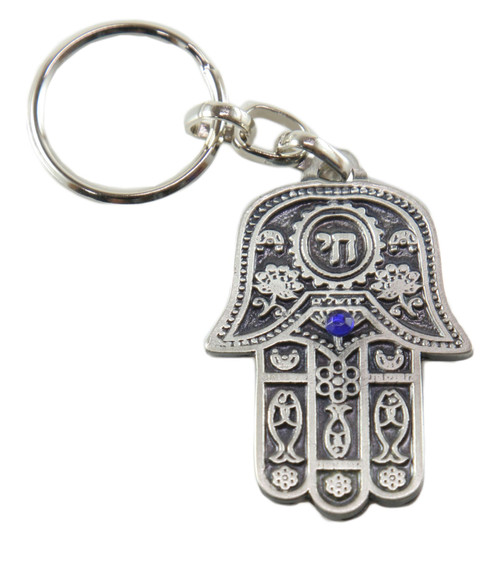 EVIL EYE & Chai Pendant Key Pewter Ring Hebrew Hamsa Protection Kabbalah EVIL EYE & Chai Pendant Key Pewter Ring Hebrew Hamsa Protection Kabbalah