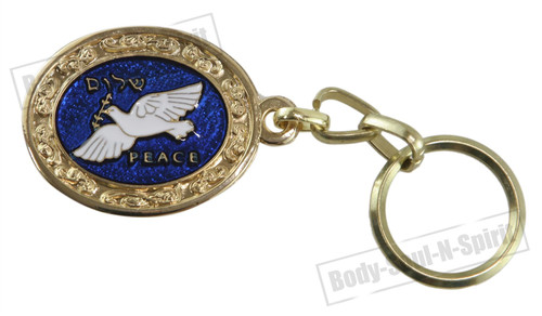 DOVES OF PEACE Blue Hamsa Pendant Gold Color Judaism Judaica Key Ring Chain DOVES OF PEACE Blue Hamsa Pendant Gold Color Judaism Judaica Key Ring Chain