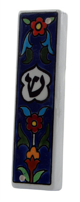 Shaddi Armenian Ceramic Hebrew Mezuzah 12CM Case Israel Jewish Judaica Holy Gift