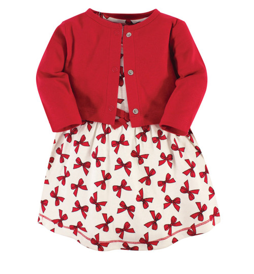 Red Bow Cardigan Set