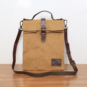 Paper Leather Retro Messenger Lunch Bag Paper Leather Retro Messenger Lunch Bag