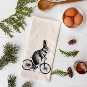Tea Towel - Bunny on Bike Tea Towel - Bunny on Bike