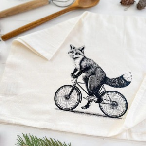 Tea Towel - Fox on Bike Tea Towel - Fox on Bike