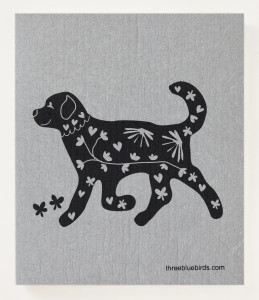 Playful Pup On Grey Swedish Dishcloth Playful Pup On Grey Swedish Dishcloth