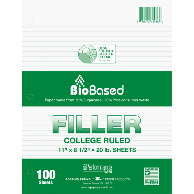 BioBased College Ruled Loose Paper