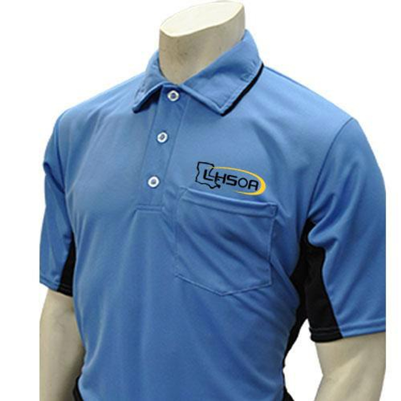 Louisiana LHSOA Embroidered Body Flex® Sky Blue with Black Trim Umpire Shirt