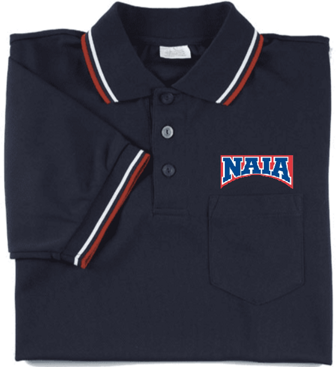 Naia Navy Blue Softball Umpire Shirt Red White Blue Logo