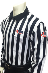 Illinois IHSA Embroidered Elite 1" Stripe Long Sleeve Football Referee Shirt