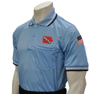 Iowa IHSAA Embroidered Powder Blue Umpire Shirt with Gold Border U.S. Flag