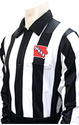 Iowa IHSAA Embroidered 2 1/4" Stripe Long Sleeve Football Referee Shirt w/Gold Border US Flag