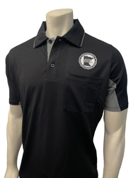 Minnesota MSHSL Short Sleeve Embroidered Black with Charcoal Grey Trim Umpire Shirt