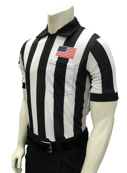 Smitty Official's Apparel 2" Stripe Dye Sublimated Short Sleeve Football Referee Shirt With Chest Flag